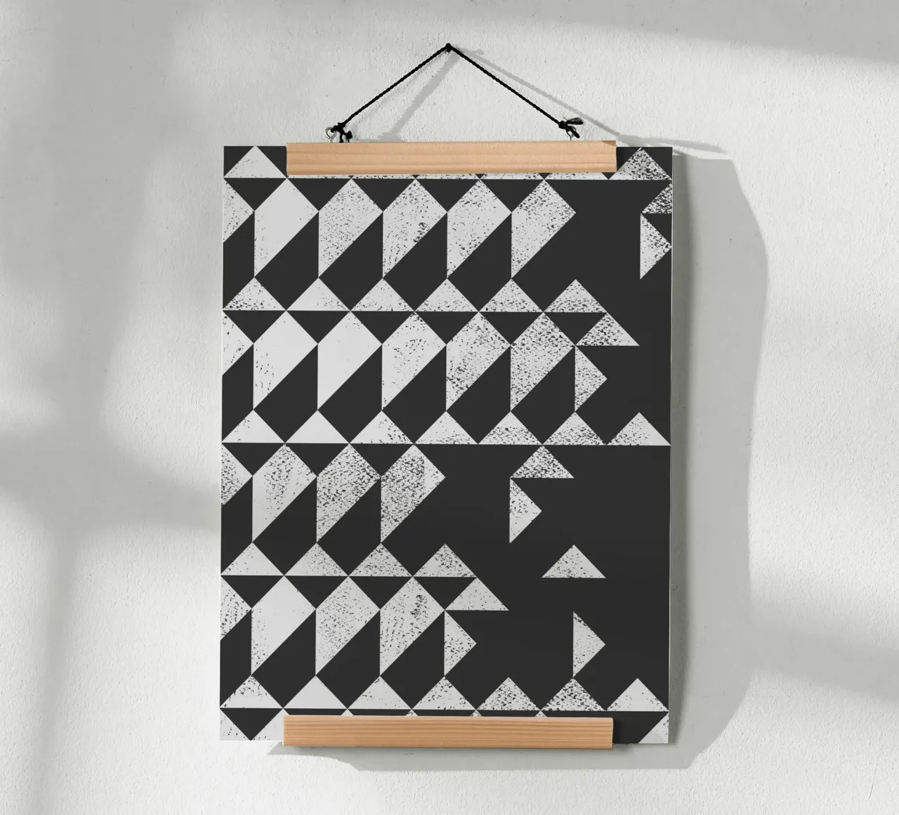 Decorazione da parete a triangolo astratto geometrico in bianco e nero carta hahnemühle da kookiepixel