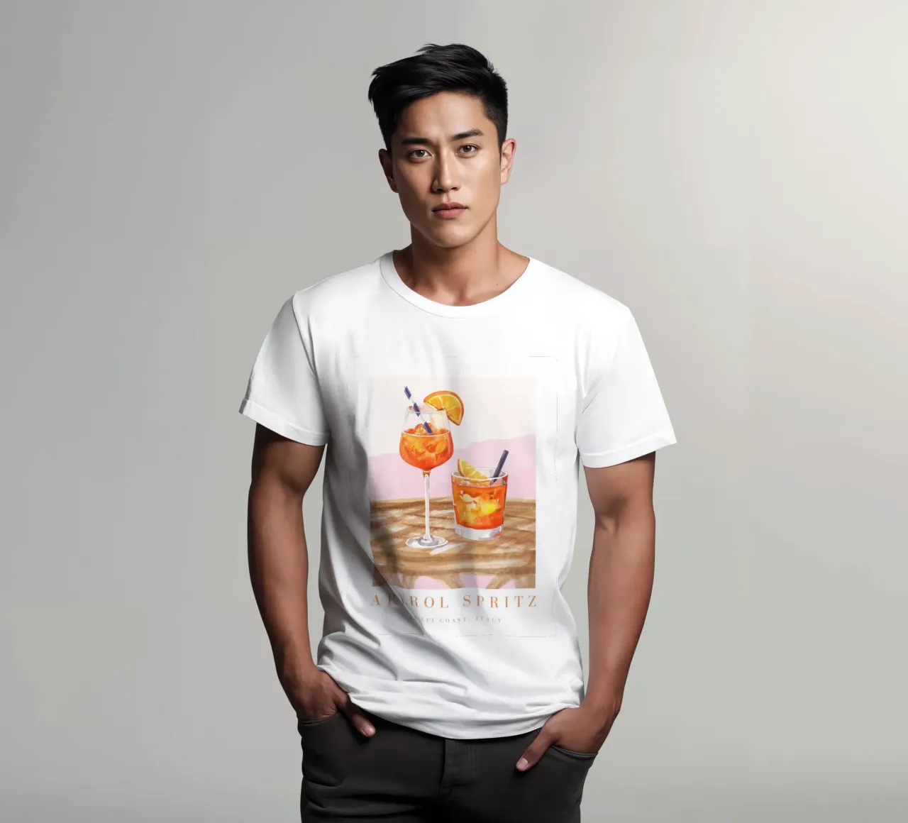 Aperol Spritz Rosa Illustrazione t-shirt da TheCocktailClub