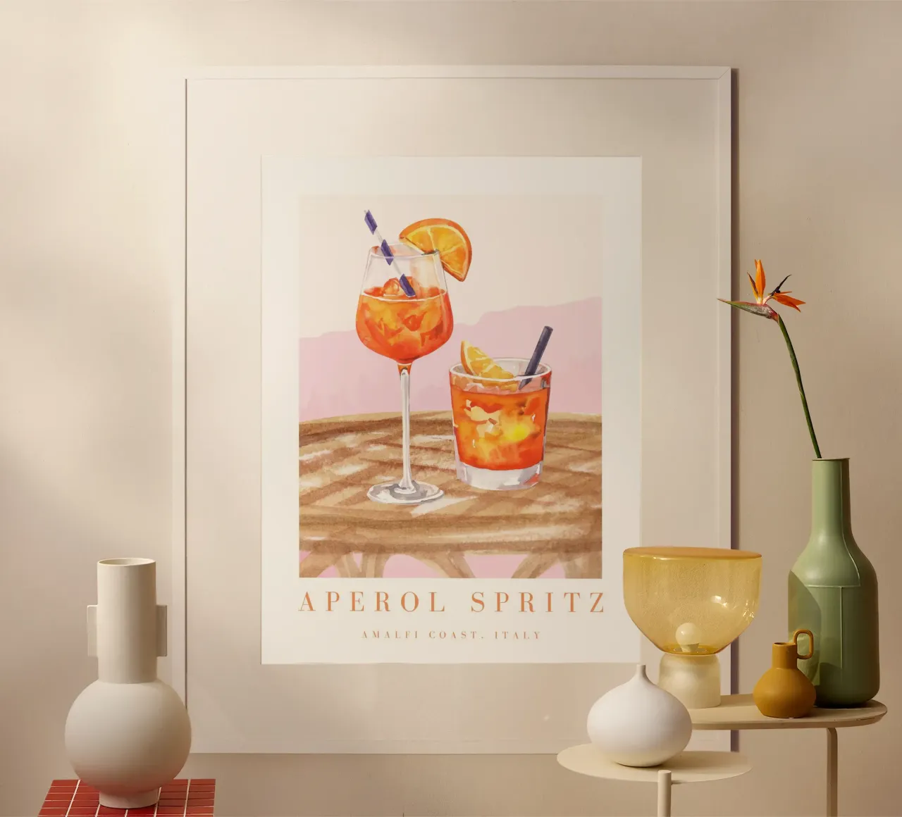 Aperol Spritz Rosa Illustrazione poster da TheCocktailClub