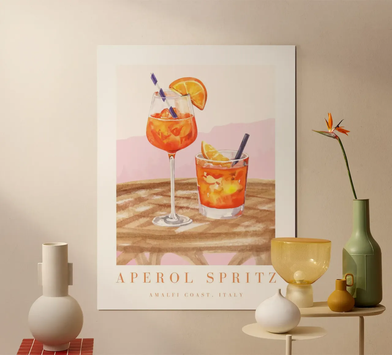 Aperol Spritz Rosa Illustrazione poster da TheCocktailClub