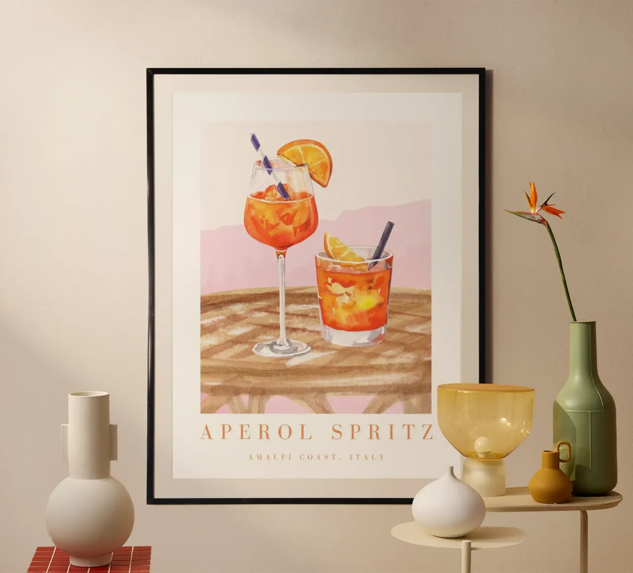 Aperol Spritz Rosa Illustrazione poster da TheCocktailClub