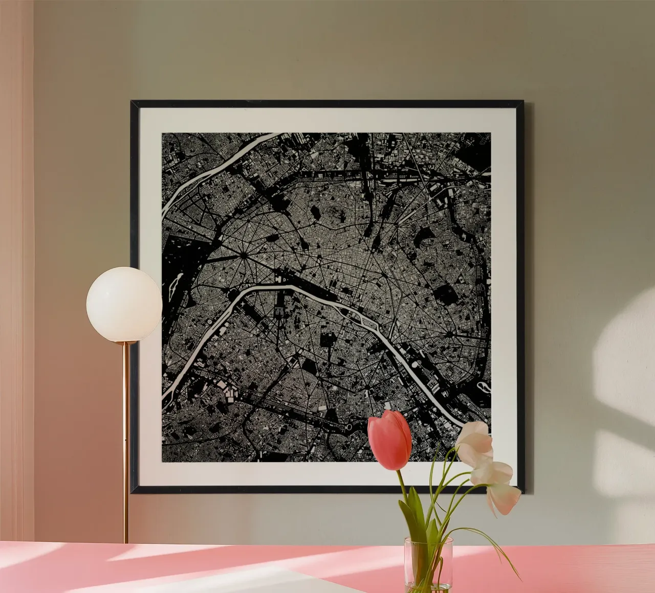 Paris Black poster da Urban Maps