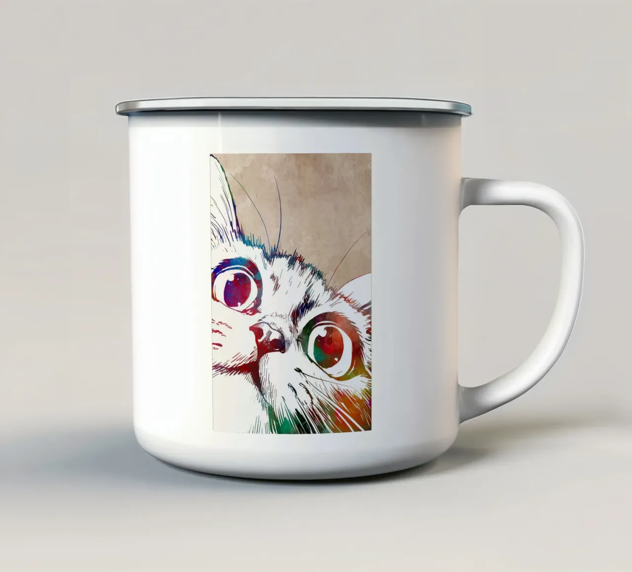 Hey kitty animal art tazza in smalto da Justyna Jaszke JBJart