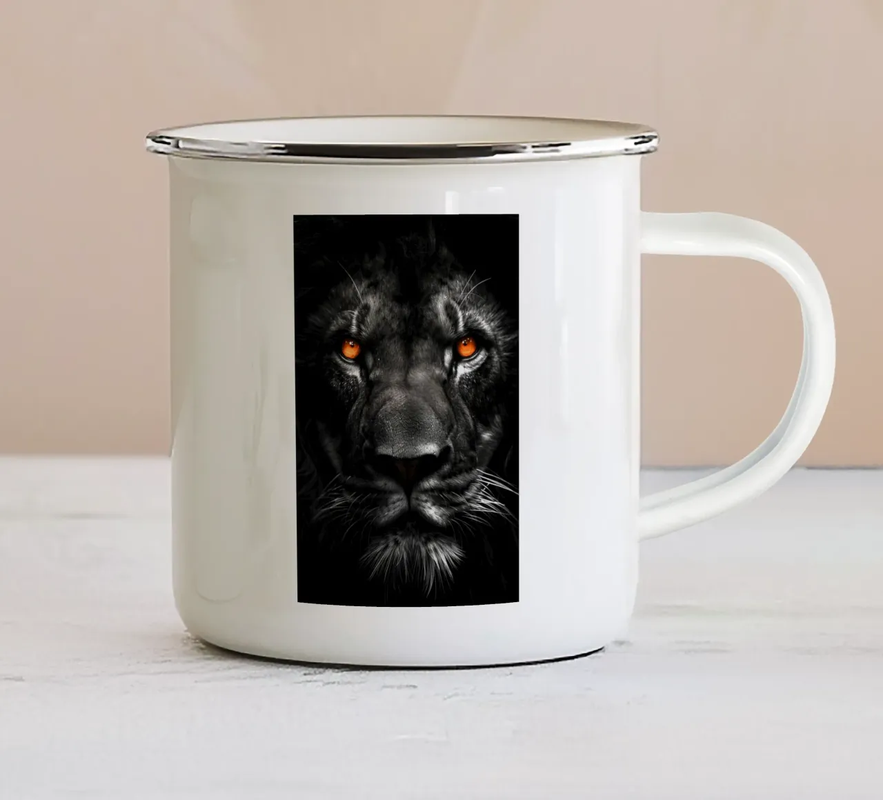 Leone animale d'arte tazza in smalto da Justyna Jaszke JBJart