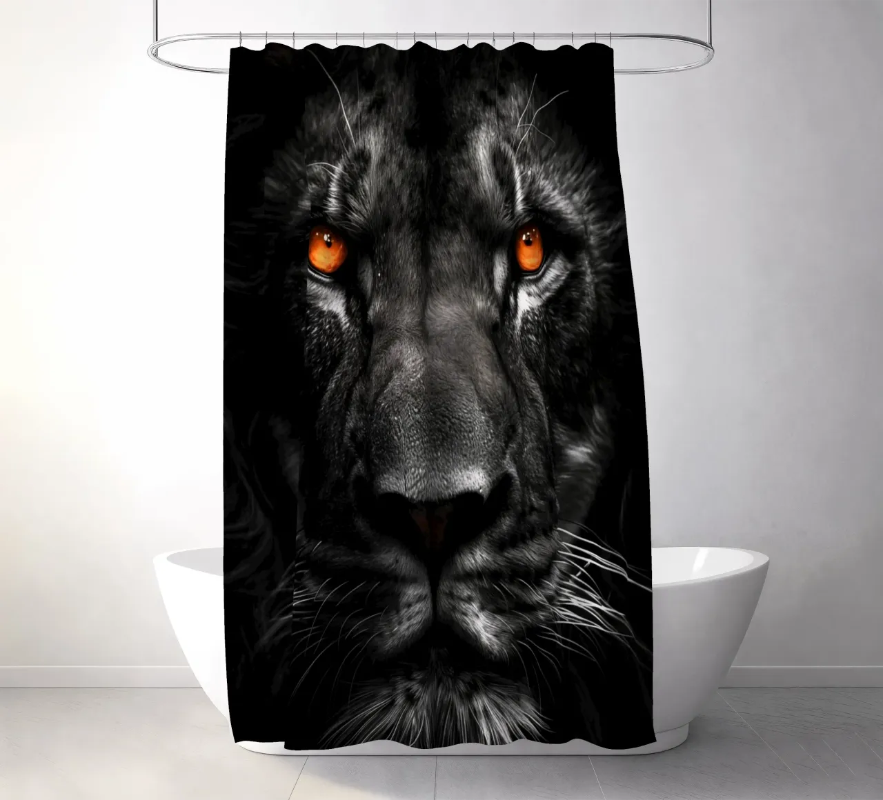 Lion animal art shower curtain by Justyna Jaszke JBJart