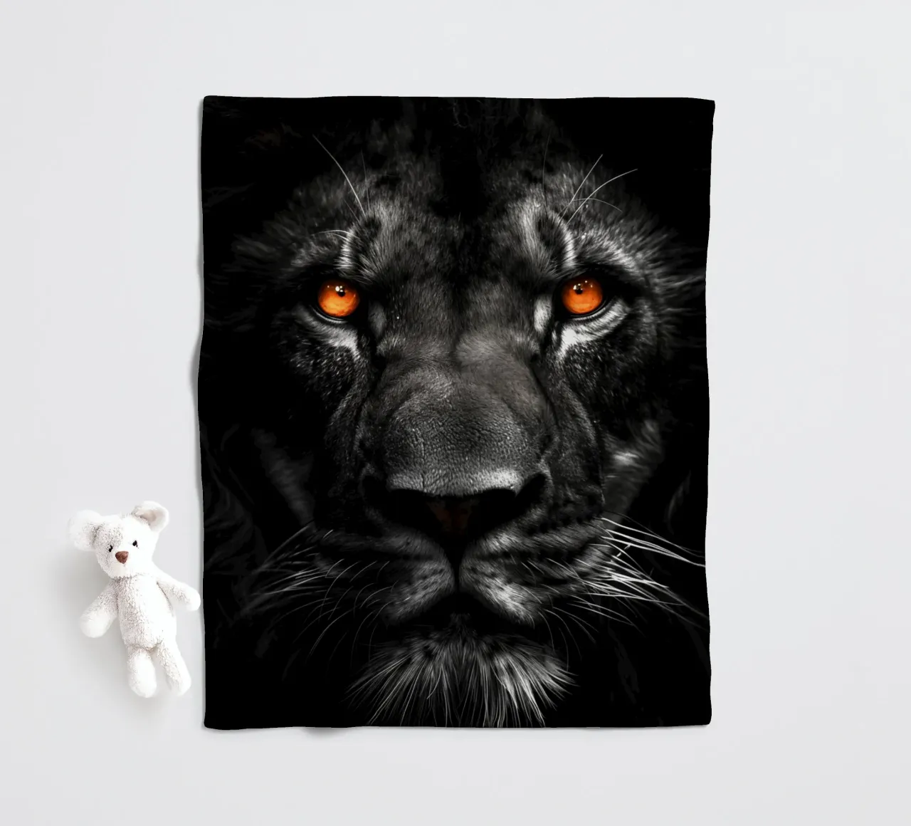 Lion animal art fleece blanket by Justyna Jaszke JBJart