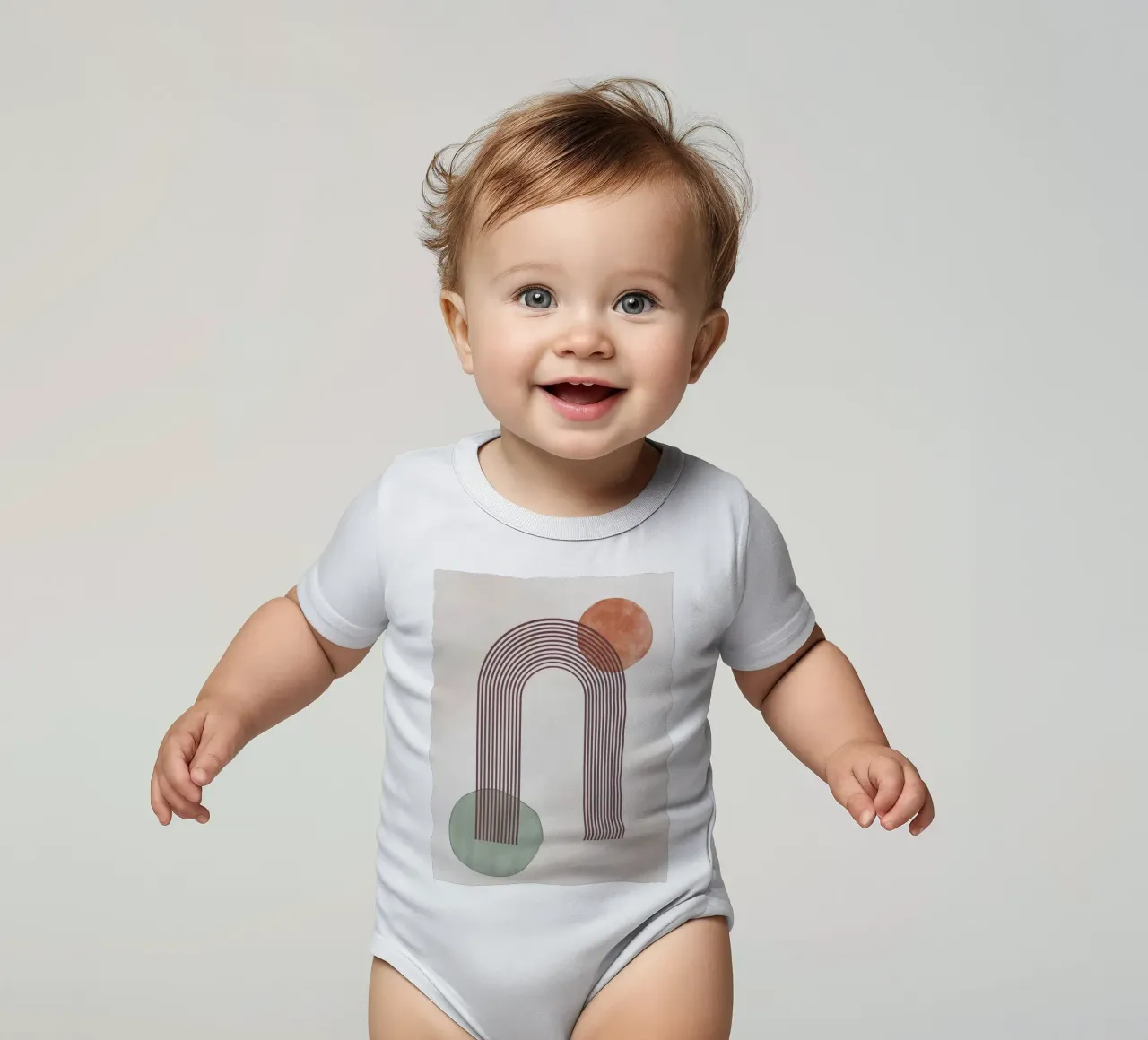 Impression moderne abstraite minimaliste du milieu du siècle body bébé de WijdevenPrints