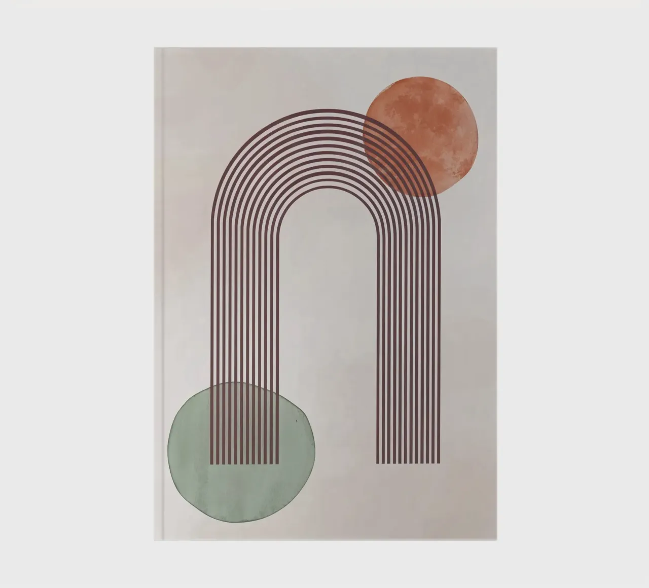 Earth tone mid century minimalistic abstract modern print notebook by WijdevenPrints