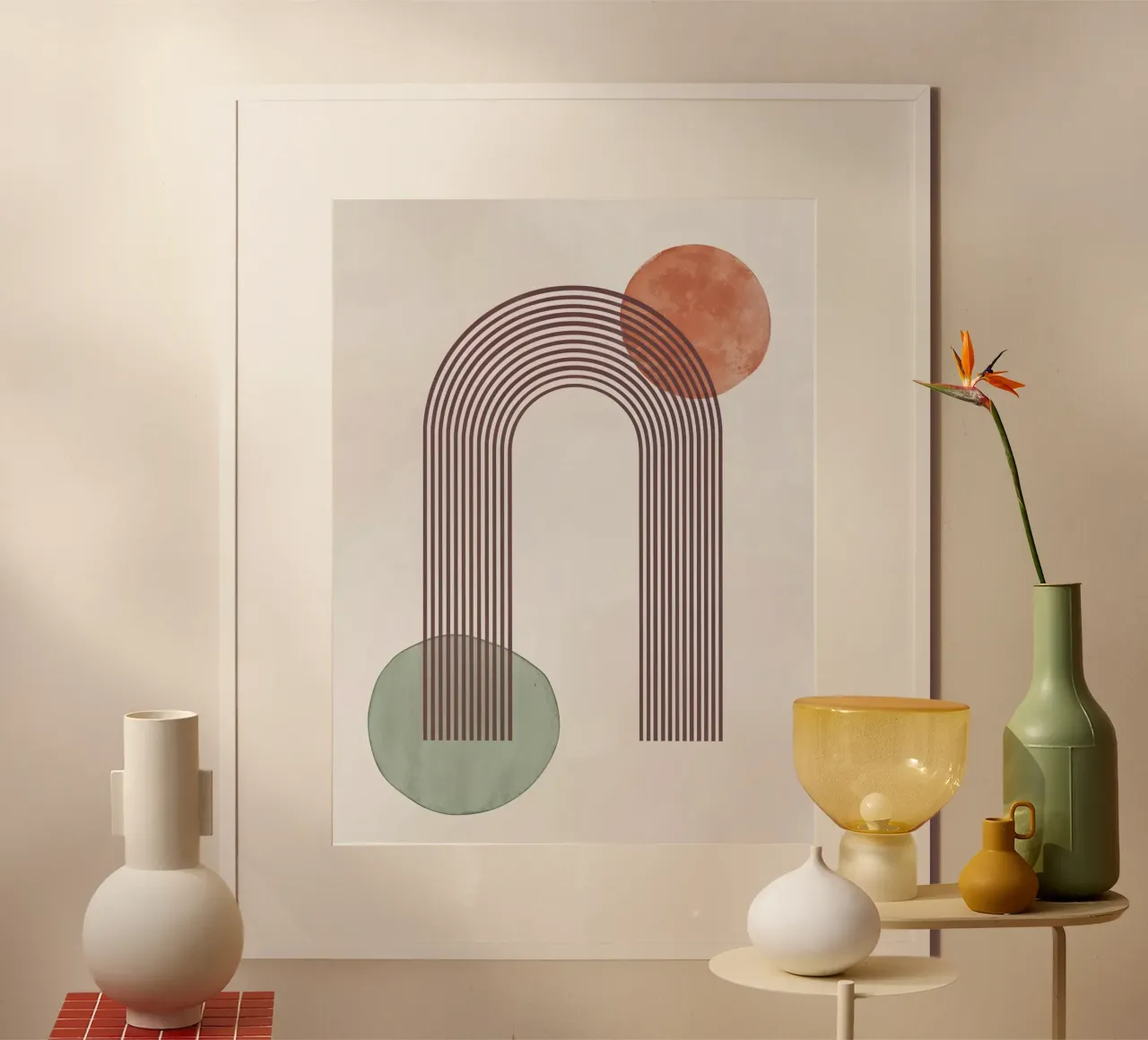 Stampa moderna astratta minimalista di metà secolo sui toni della terra poster da WijdevenPrints