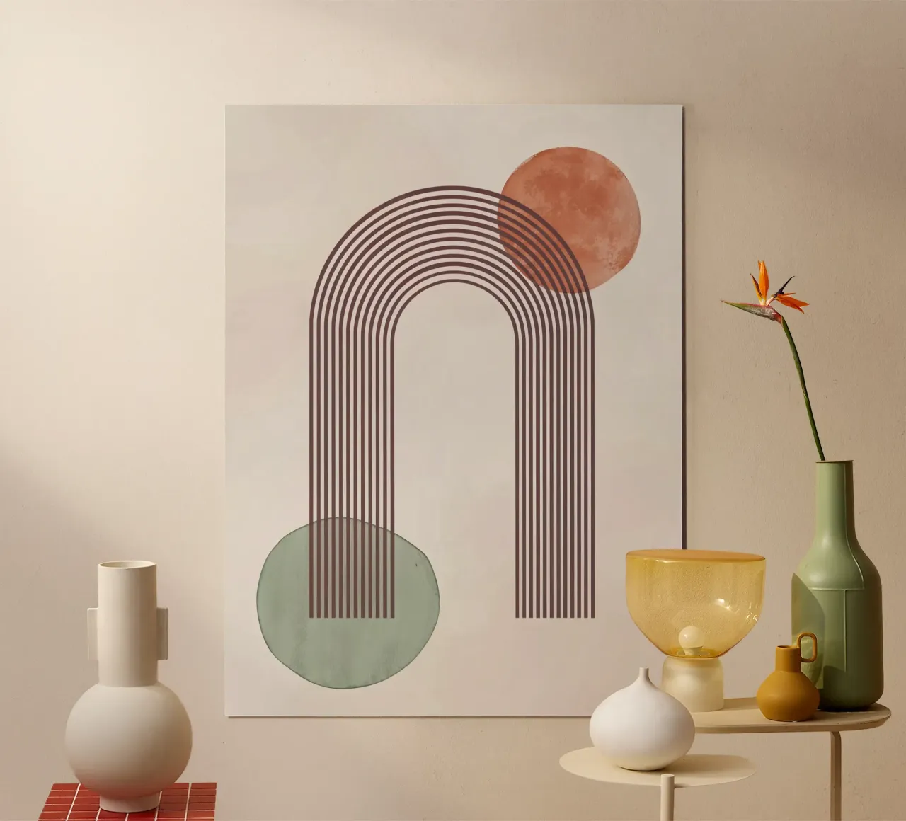 Stampa moderna astratta minimalista di metà secolo sui toni della terra poster da WijdevenPrints