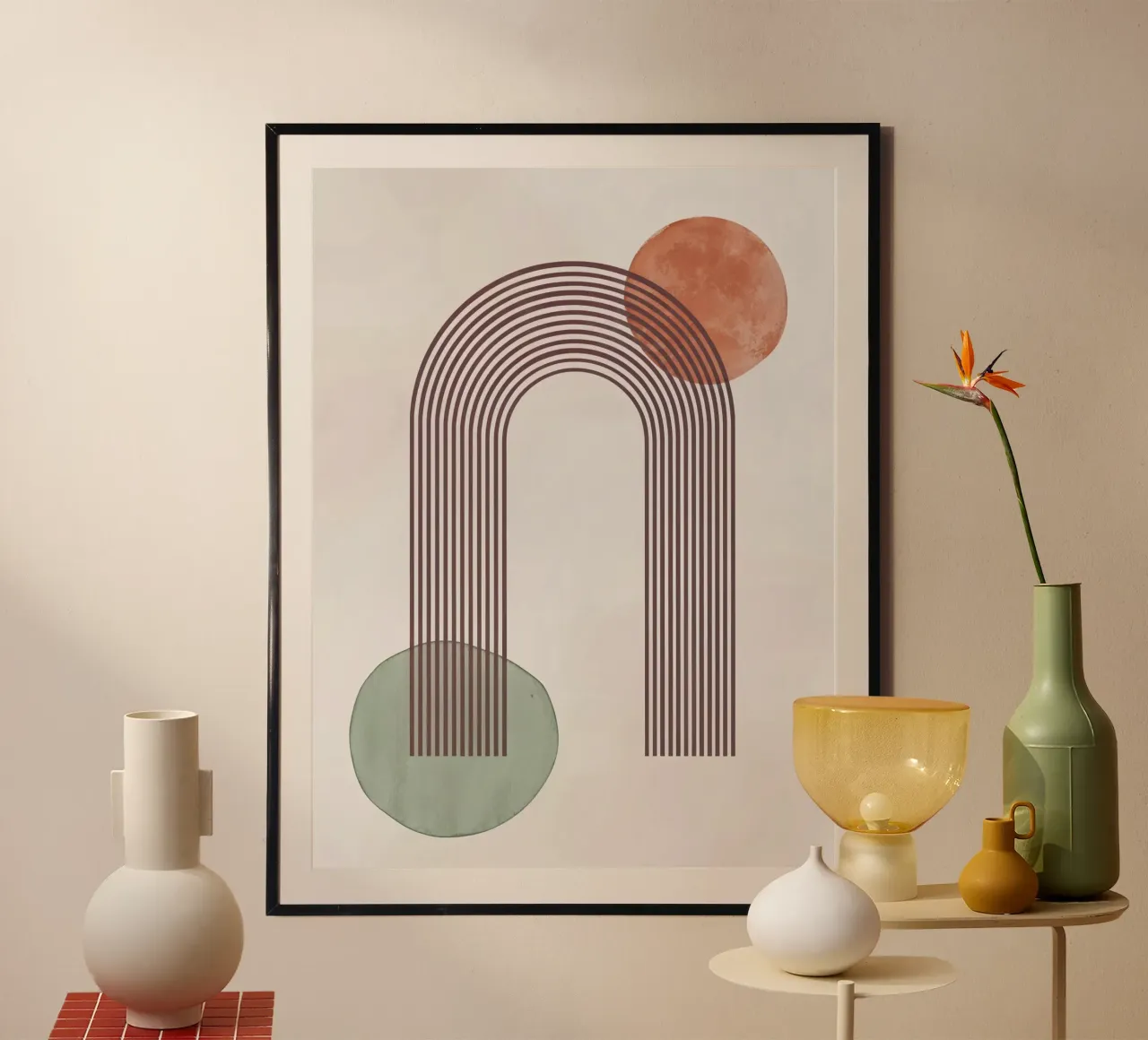 Stampa moderna astratta minimalista di metà secolo sui toni della terra poster da WijdevenPrints