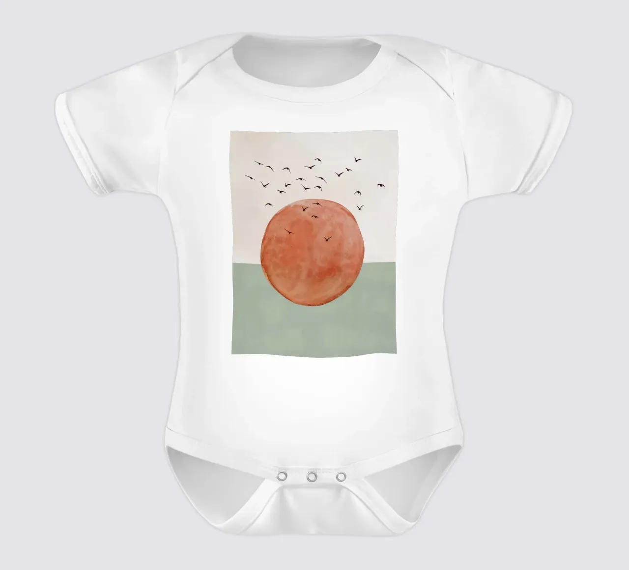 Aardetint mid century minimalistische abstracte moderne print babyrompertje korte mouwen van WijdevenPrints