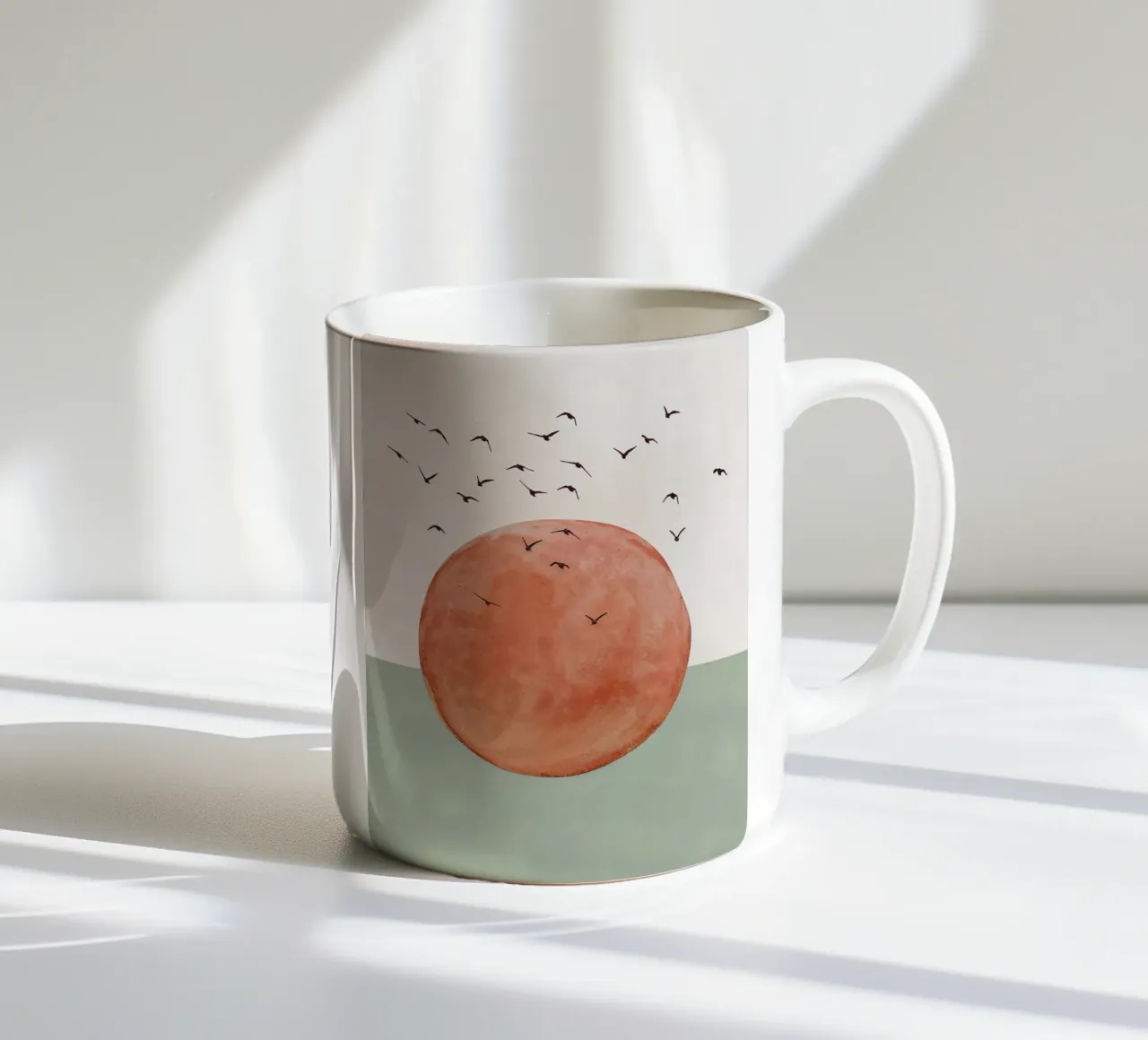 Aardetint mid century minimalistische abstracte moderne print keramische mok van WijdevenPrints