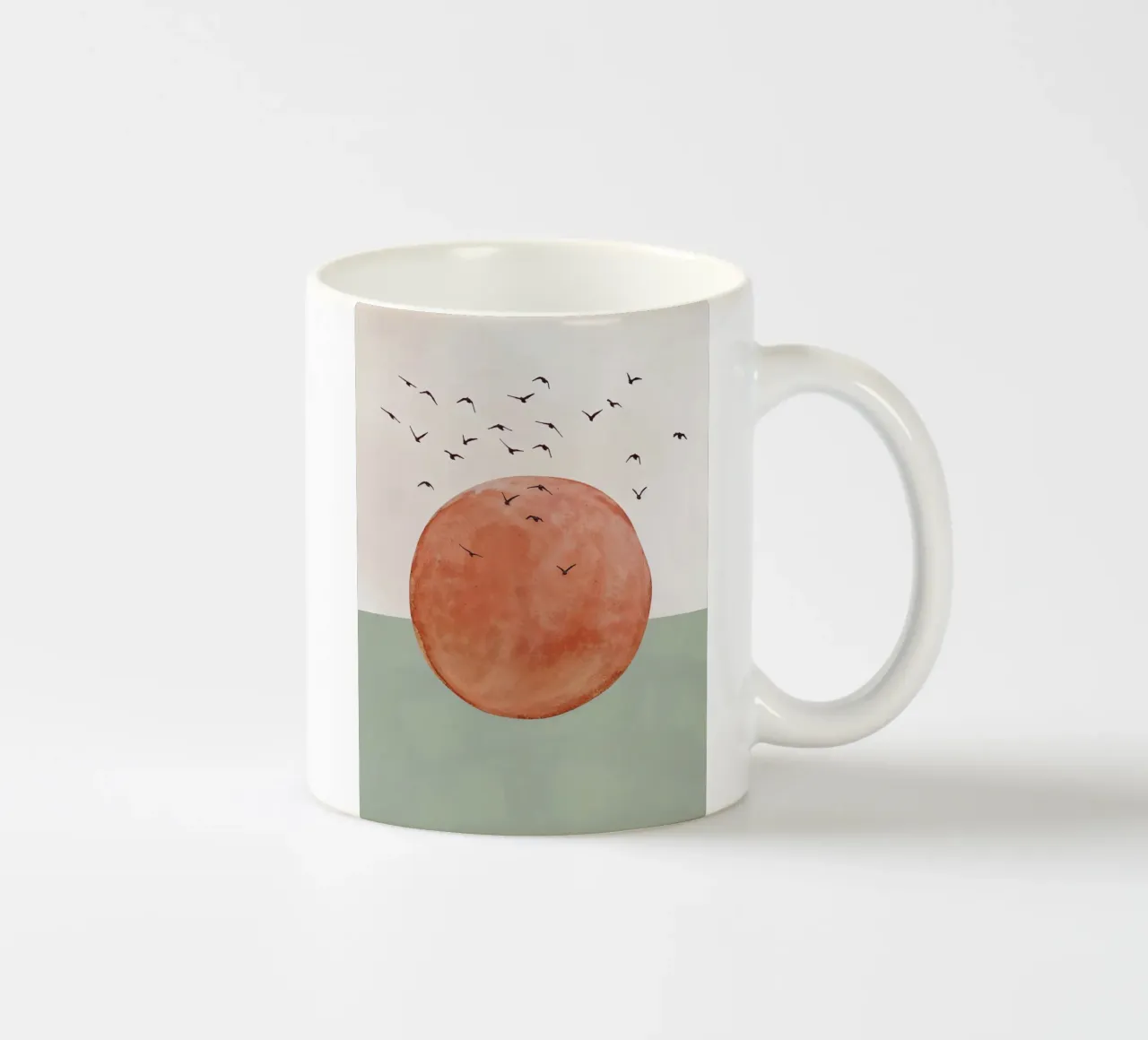 Aardetint mid century minimalistische abstracte moderne print keramische mok van WijdevenPrints