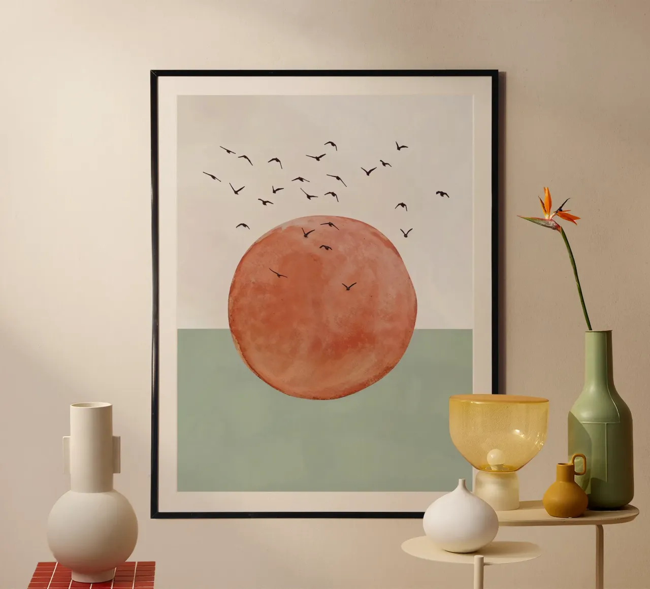 Aardetint mid century minimalistische abstracte moderne print hahnemühle van WijdevenPrints