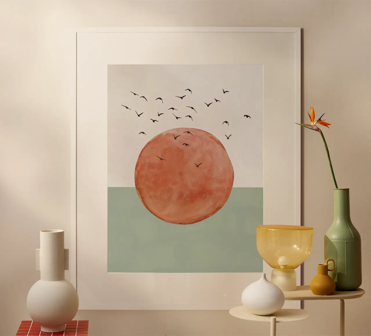 Aardetint mid century minimalistische abstracte moderne print hahnemühle van WijdevenPrints