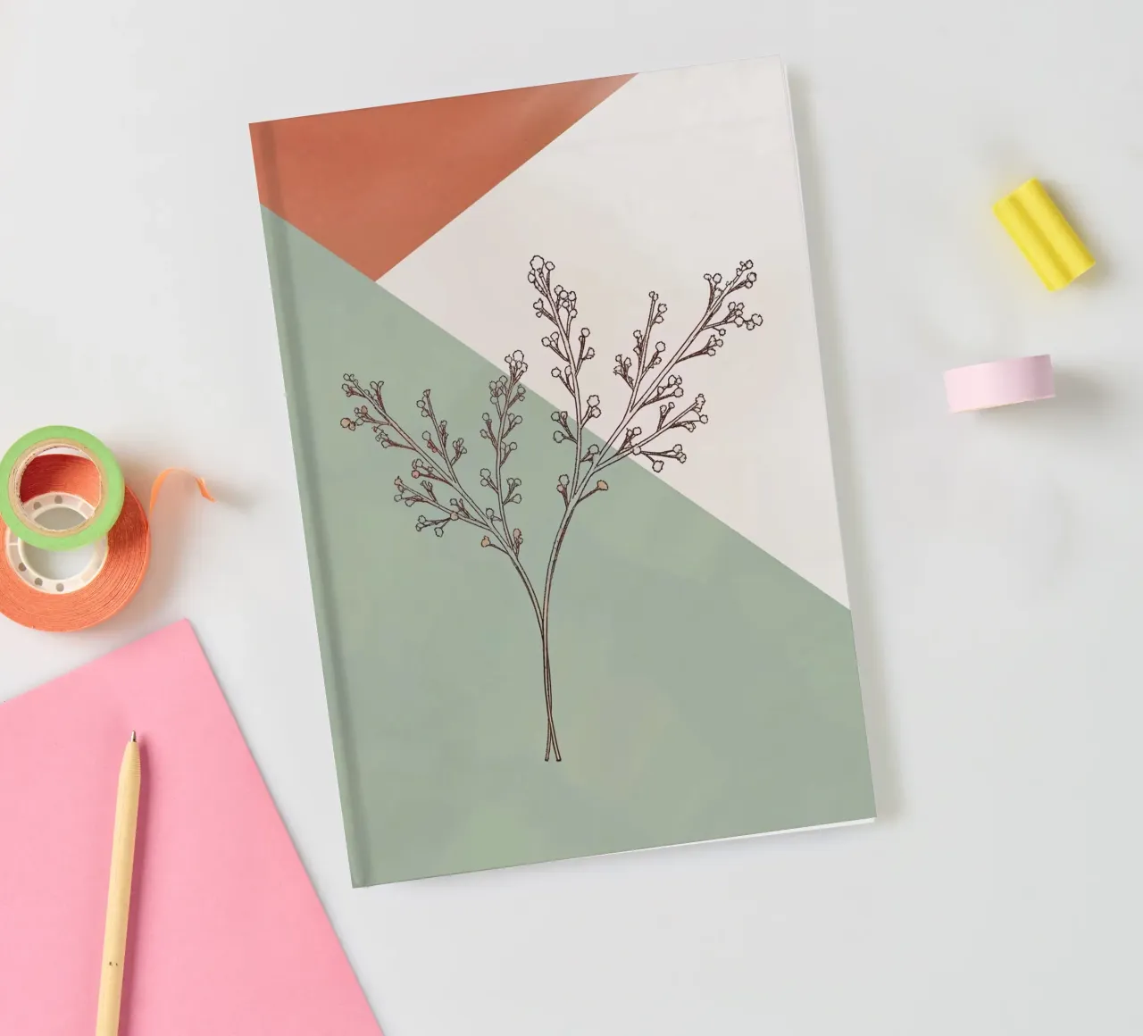 Earth tone mid century minimalistic abstract modern print notebook by WijdevenPrints
