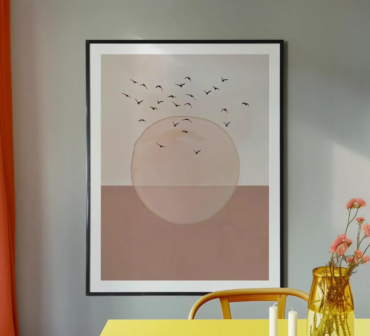 Neutral beige toned mid century minimalistic abstract modern hahnemühle by WijdevenPrints