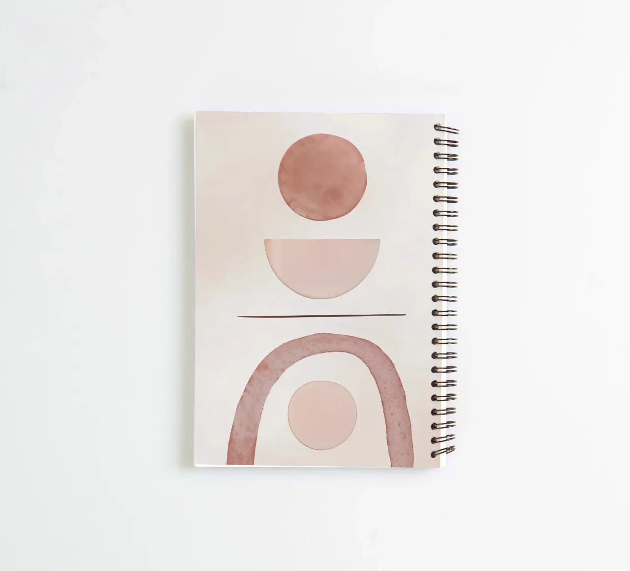 Neutral beige toned mid century minimalistic abstract moder spiral notebook by WijdevenPrints