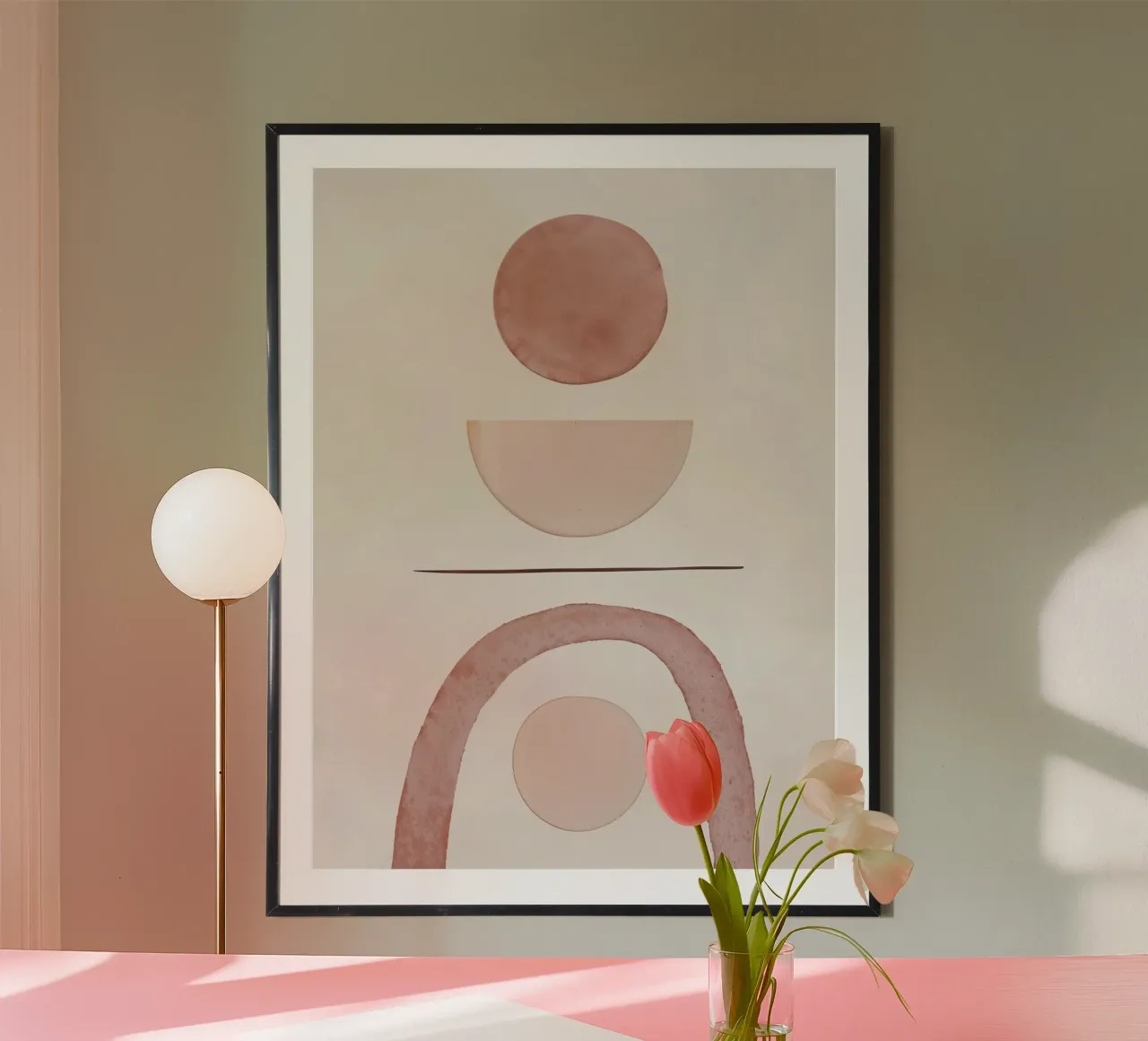 Neutral beige toned mid century minimalistic abstract moder hahnemühle by WijdevenPrints