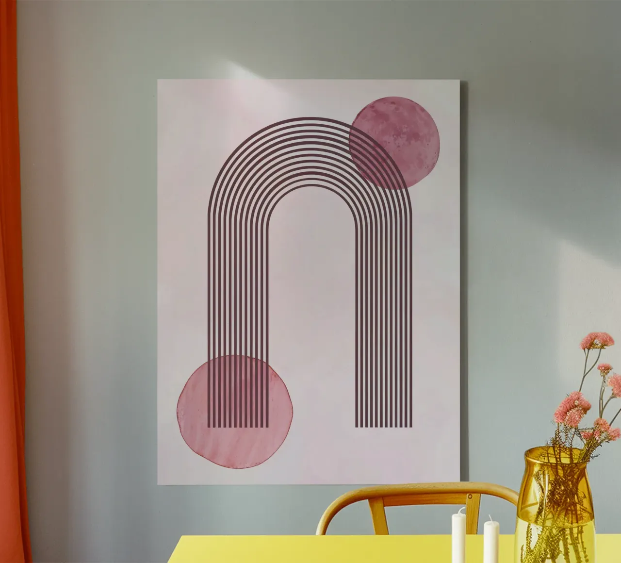 Dusty Pink mid century minimalistic abstract modern print co canvas by WijdevenPrints