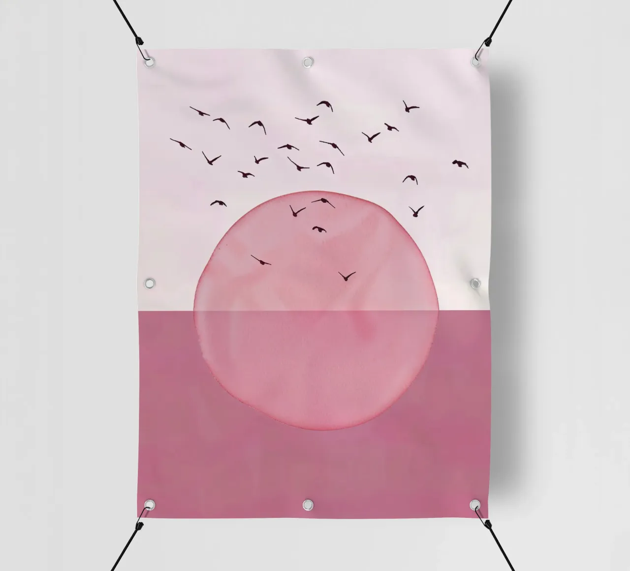 Rosa polveroso, stampa astratta moderna di metà secolo, minimalista, co telo in pvc da WijdevenPrints