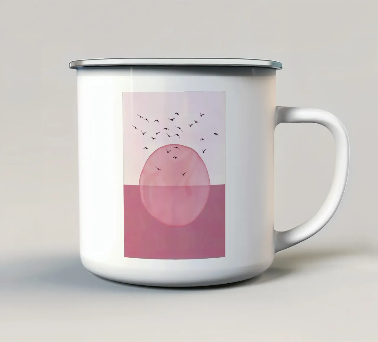 Rosa polveroso, stampa astratta moderna di metà secolo, minimalista, co tazza in smalto da WijdevenPrints