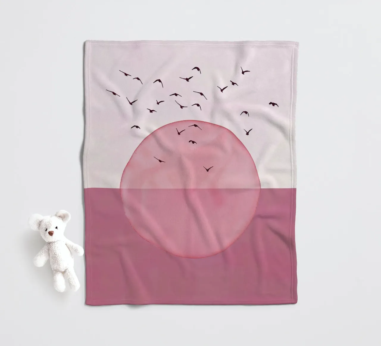 Dusty Pink mid century minimalistic abstract modern print co fleece blanket by WijdevenPrints