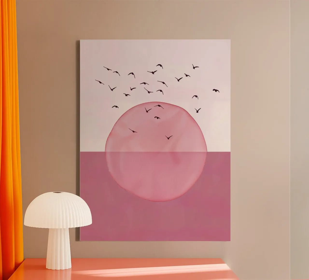 Dusty Pink mid century minimalistic abstract modern print co canvas with Floater frame by WijdevenPrints