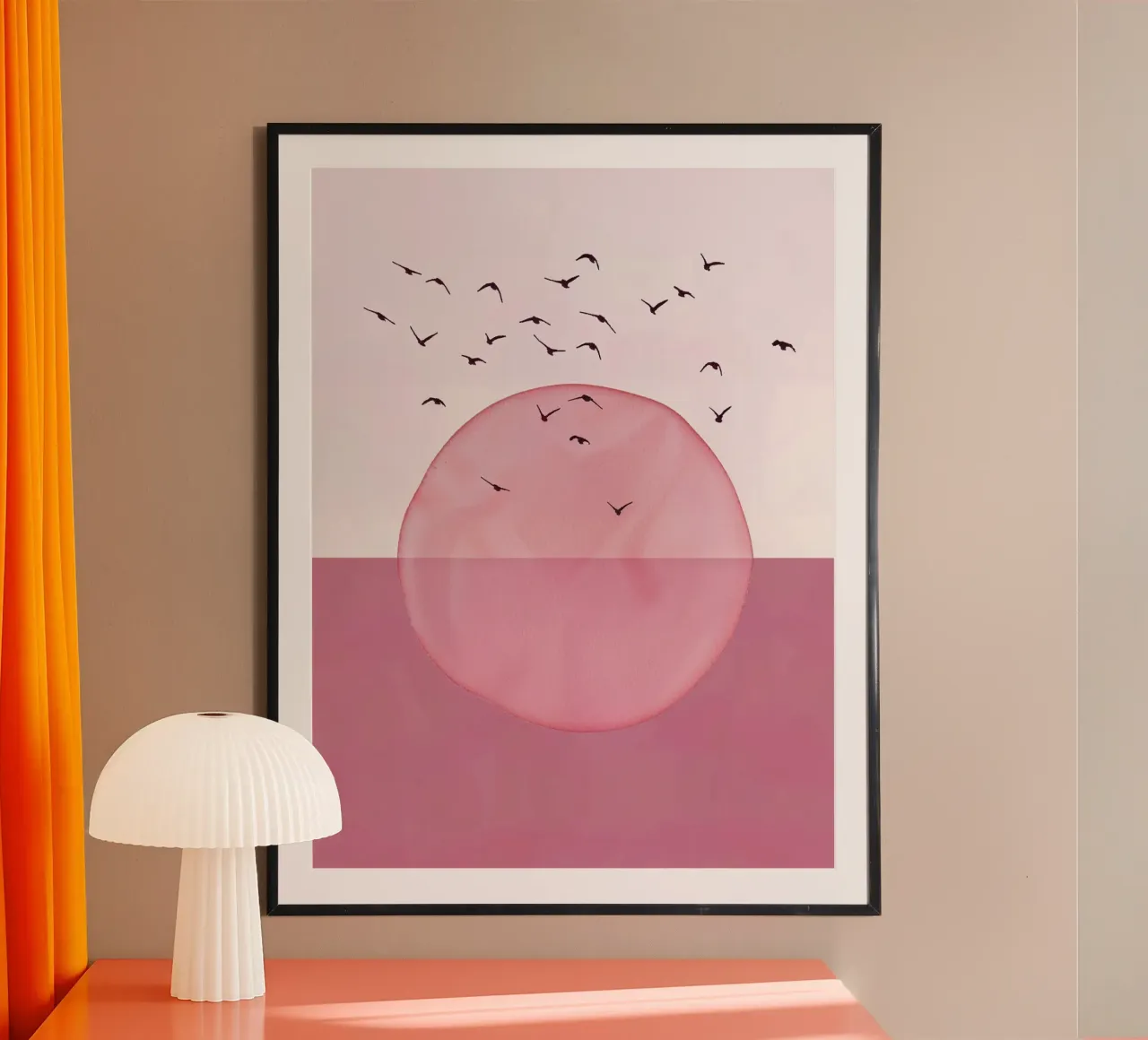 Dusty Pink mid century minimalistic abstract modern print co hahnemühle by WijdevenPrints
