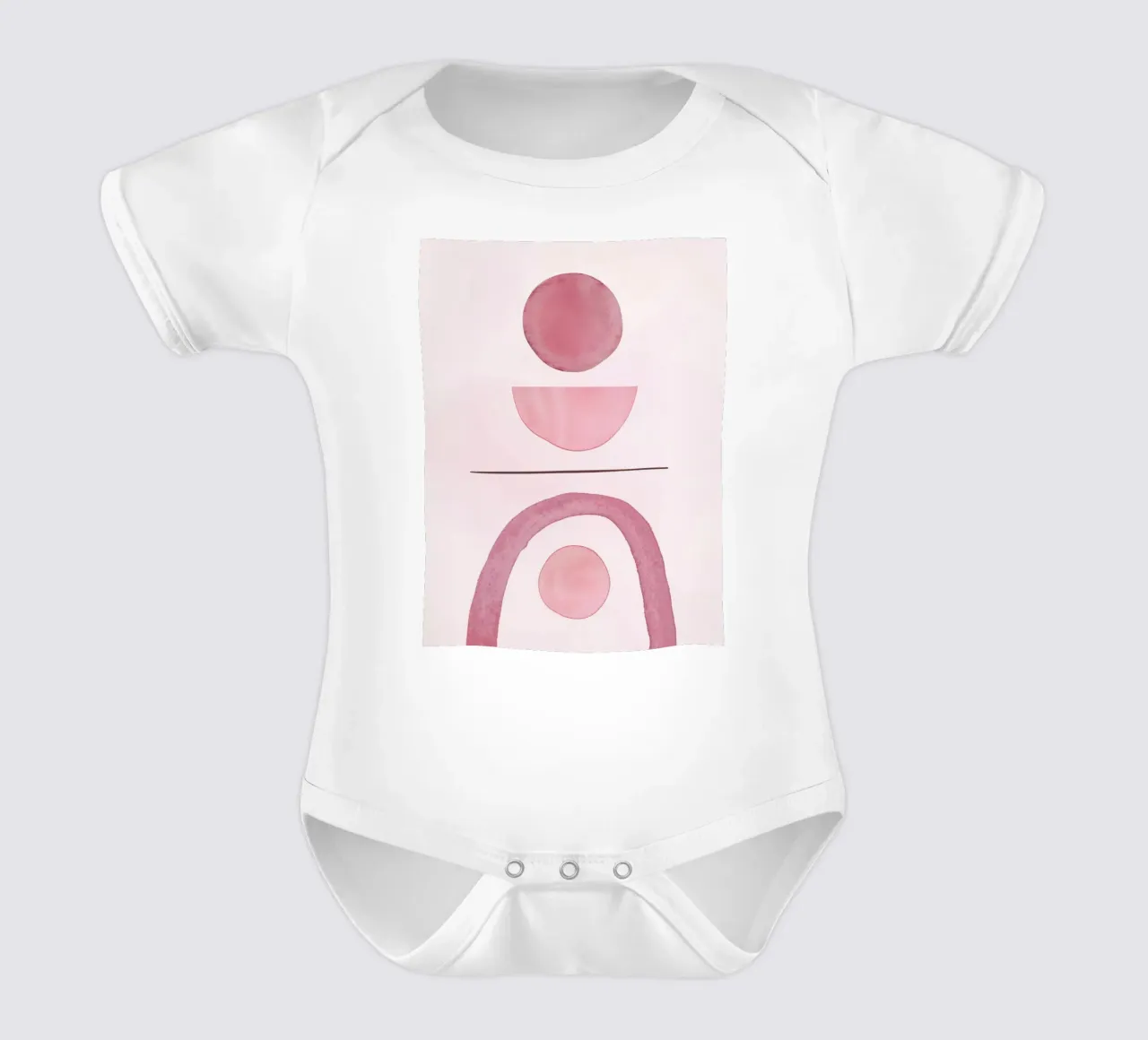 Dusty Pink mid century minimalistic abstract modern print co short-sleeve baby romper by WijdevenPrints