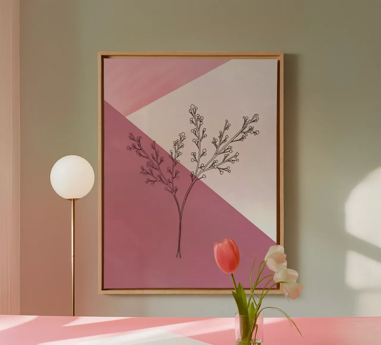 Dusty Pink mid century minimalistic abstract modern print co canvas by WijdevenPrints