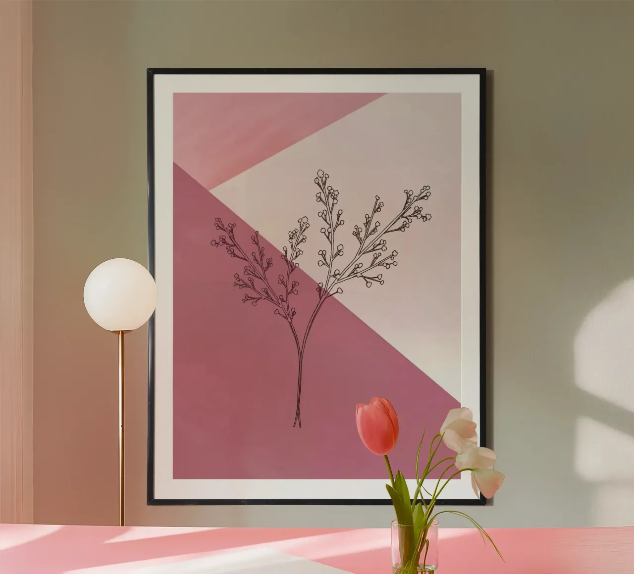 Dusty Pink mid century minimalistic abstract modern print co hahnemühle de WijdevenPrints