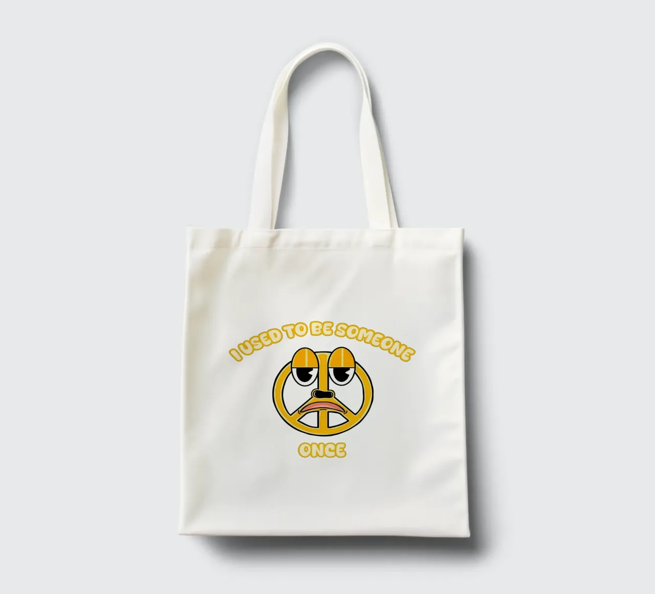 Segno di pace sarcastico Illustrazione umoristica scura retrò borsa in juta da sillyindustries