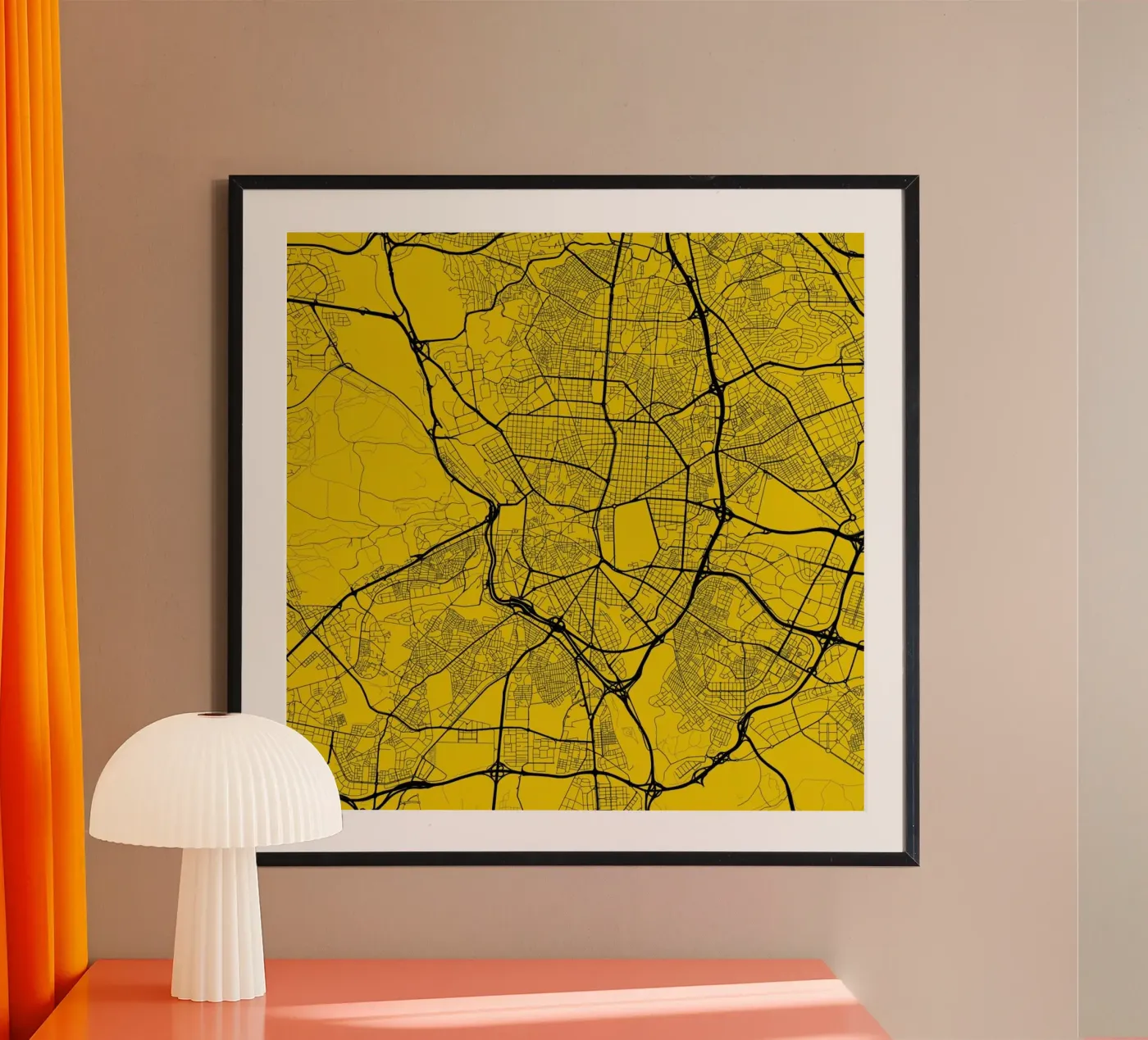 Madrid Yellow poster da Urban Maps