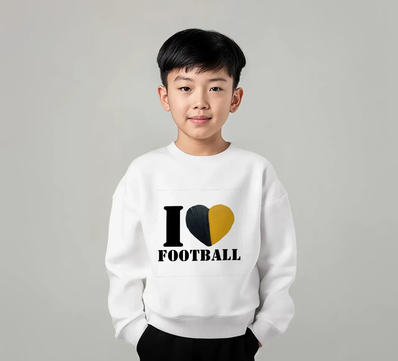 I Heart Football - Cuore dipinto in oro e nero felpa bambino da FABOArt