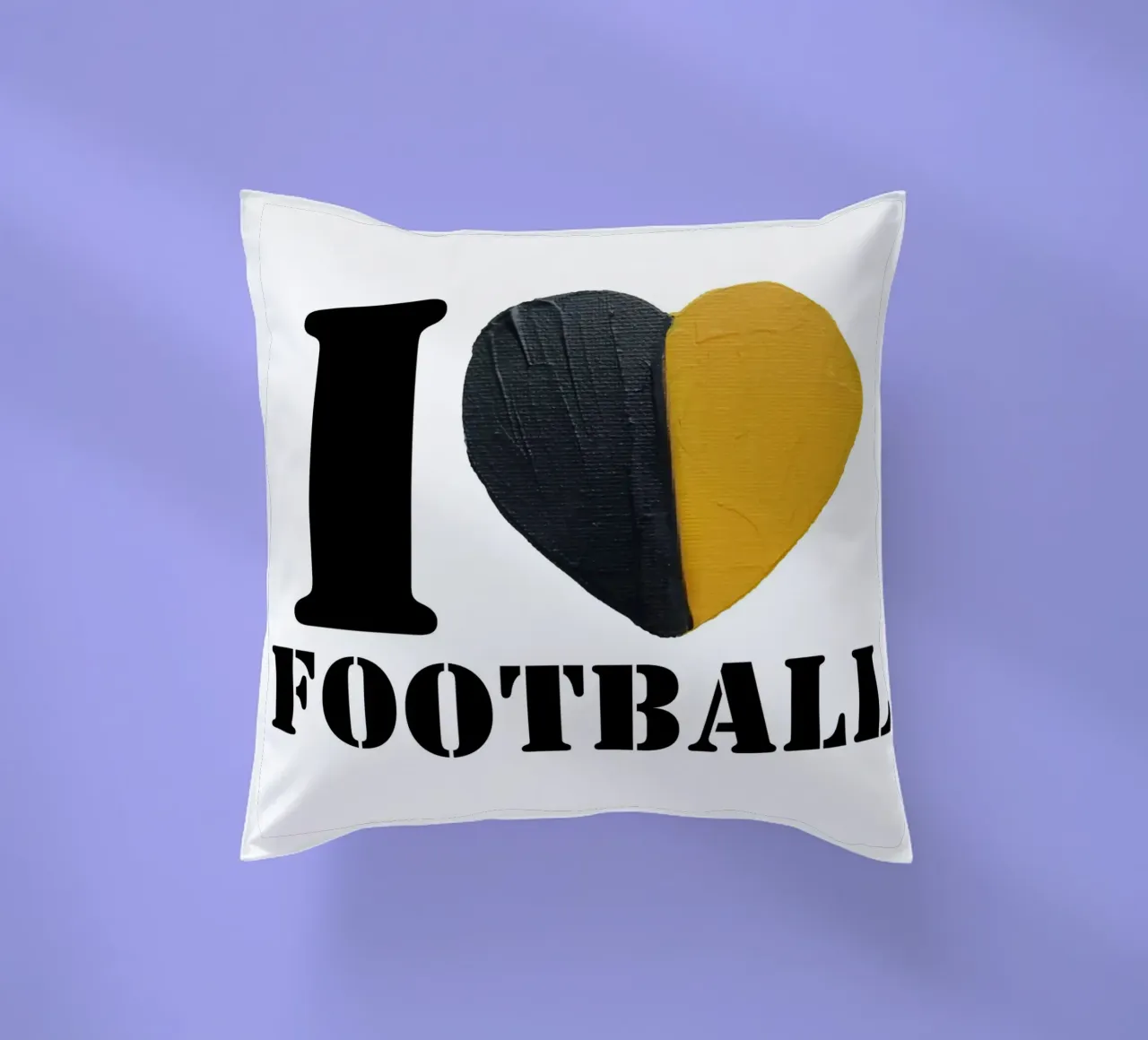 I Heart Football - Cuore dipinto in oro e nero cuscino da FABOArt