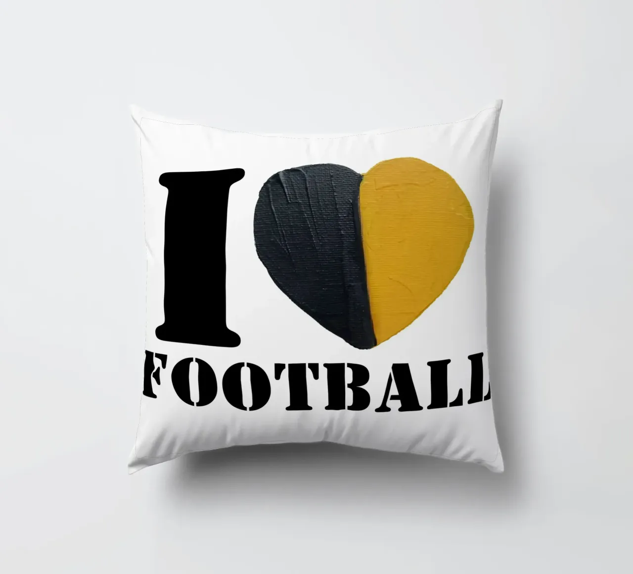 I Heart Football - Cuore dipinto in oro e nero cuscino da FABOArt