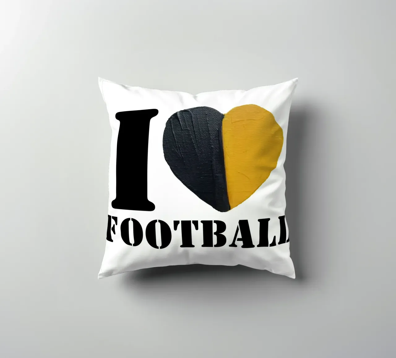 I Heart Football - Cuore dipinto in oro e nero cuscino da FABOArt
