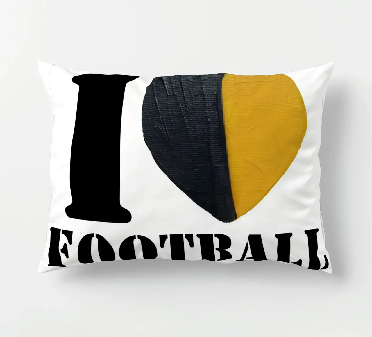 I Heart Football - Cuore dipinto in oro e nero cuscino da FABOArt