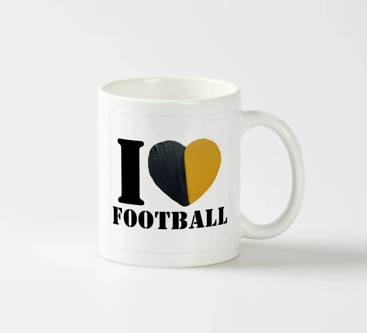 I Heart Football - Cuore dipinto in oro e nero tazza in ceramica da FABOArt