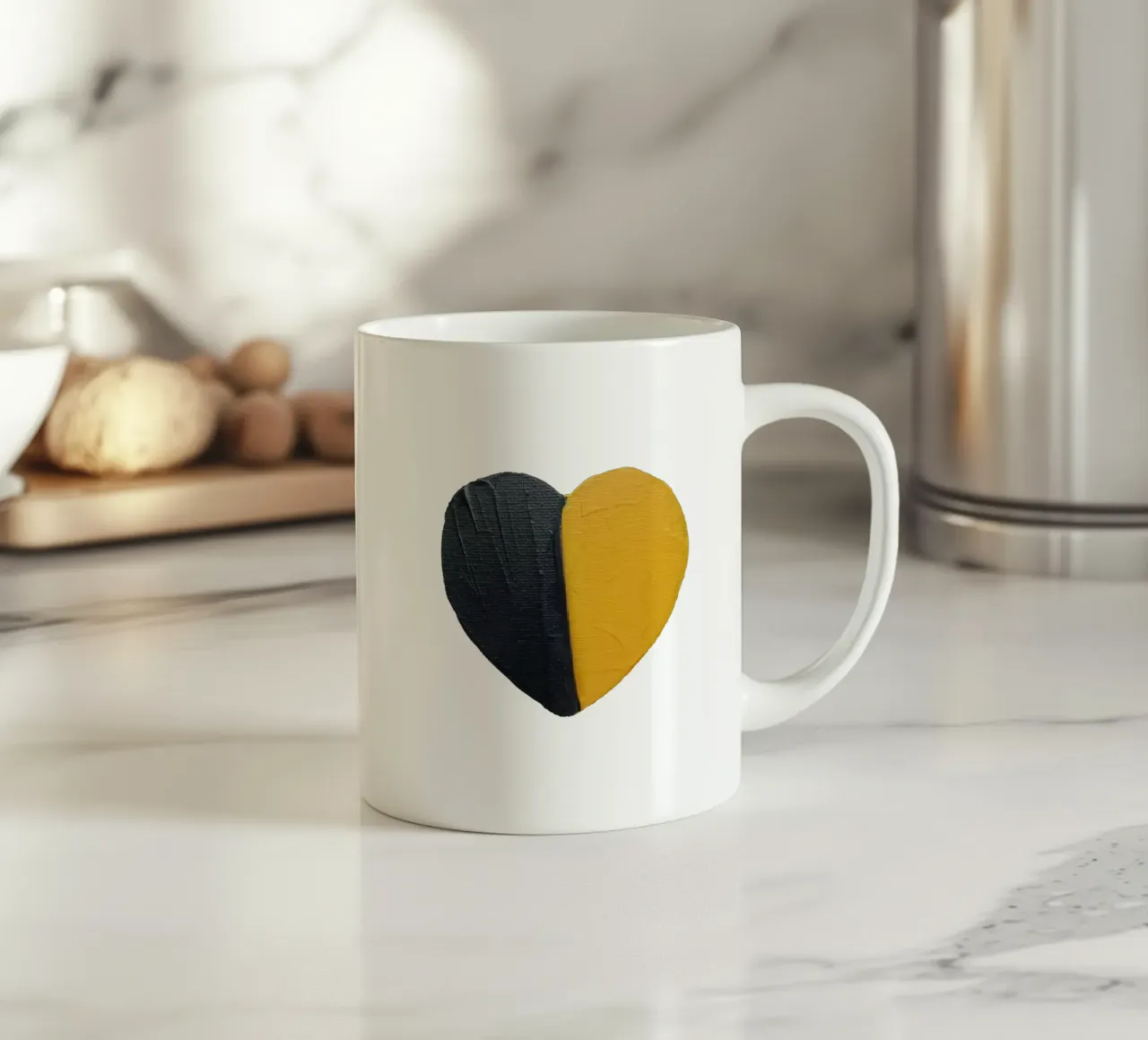 Cuore nero e oro dipinto a mano tazza in ceramica da FABOArt
