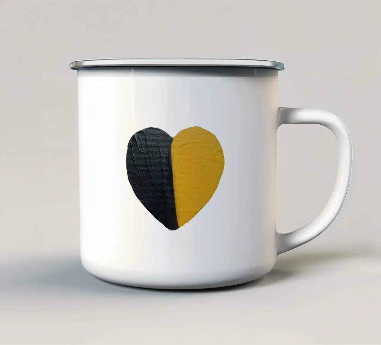 Cuore nero e oro dipinto a mano tazza in smalto da FABOArt