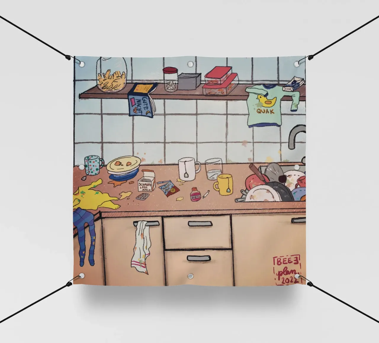 Caos in cucina telo in pvc da Beeeplan