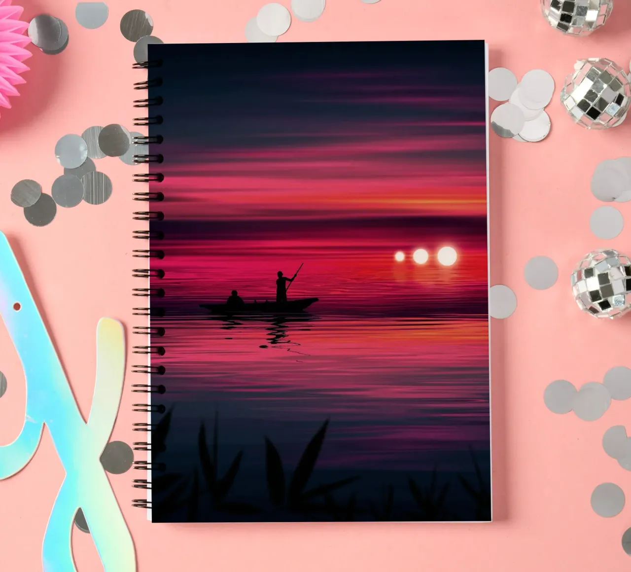 Fisherman Sunset spiral notebook by arizrab