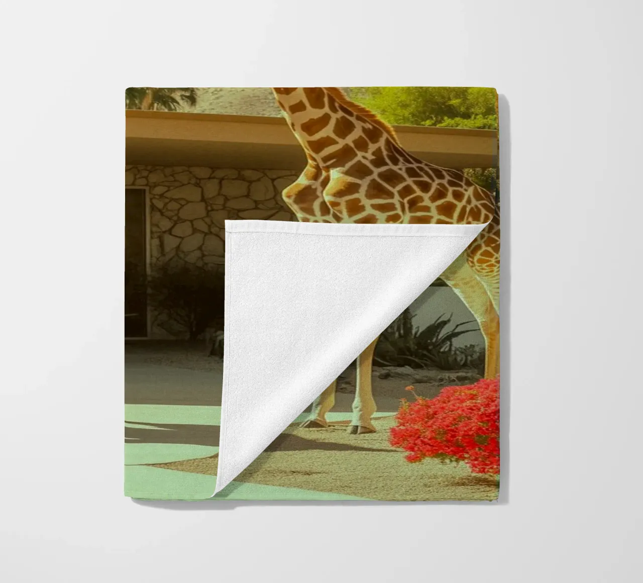 Parata di giraffe a Palm Springs telo mare da Carinaprint