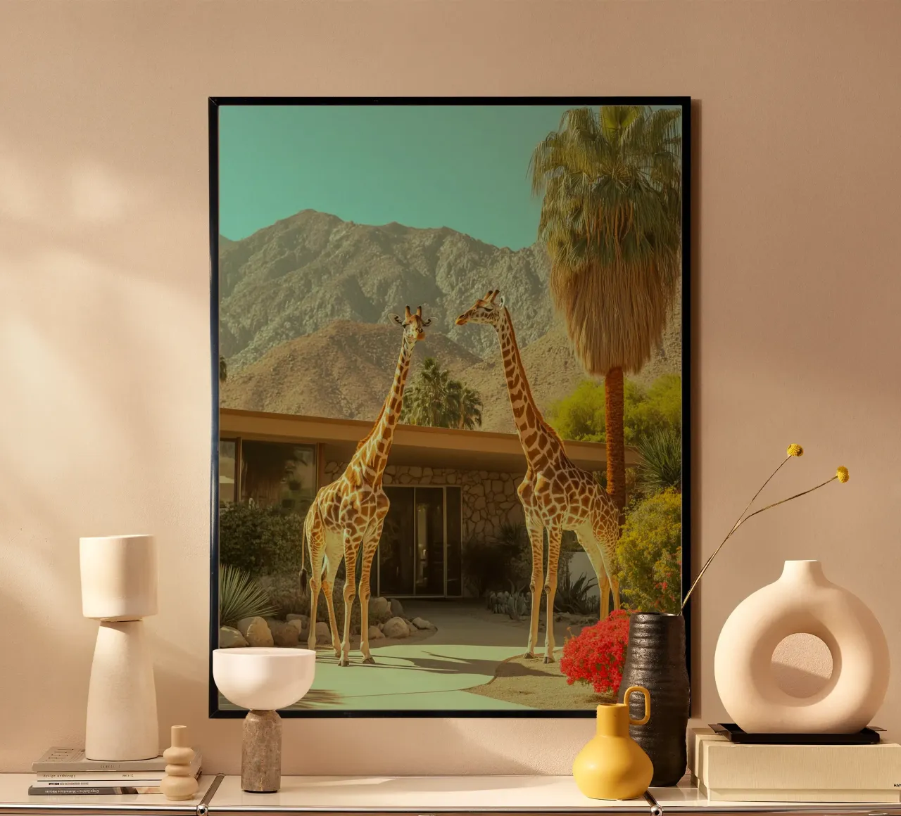 Parata di giraffe a Palm Springs carta hahnemühle da Carinaprint