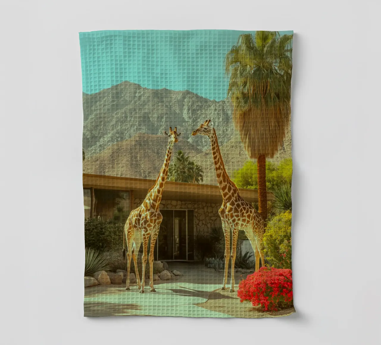 Parata di giraffe a Palm Springs canovaccio da cucina da Carinaprint