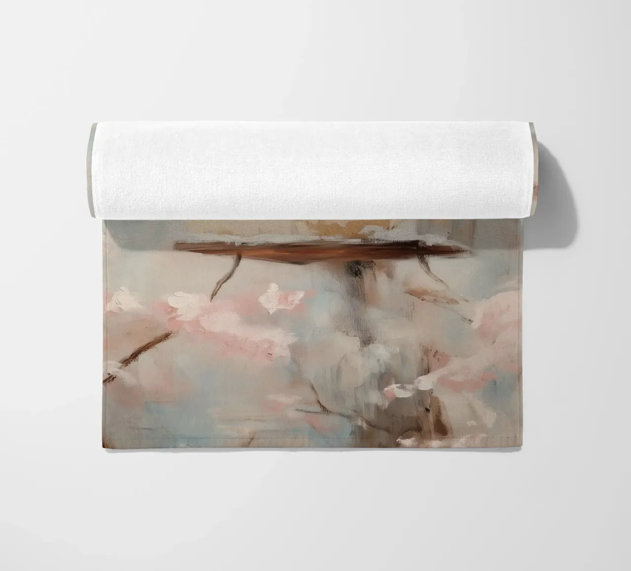Casetta per uccelli con rami in fiore telo mare da Melloi Art Print