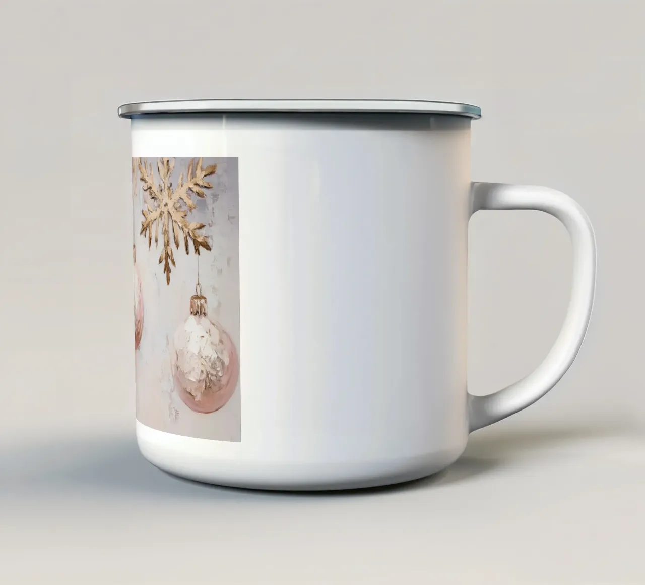 Decorazioni natalizie rosa e oro tazza in smalto da Melloi Art Print